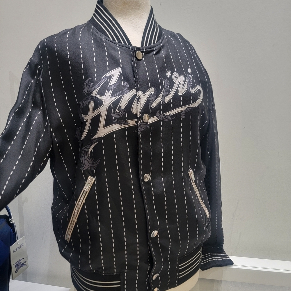 Amiri Black Striped Bomber Jacket